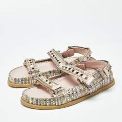 مملوكة مسبقًا صندل فالنتينو روكستد قش منسوج متعدد الألوان بحزام خلفي مسطح مقاس 39