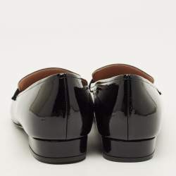 Pre Owned Valentino VLogo Size 38.5 Black Patent Leather Loafers