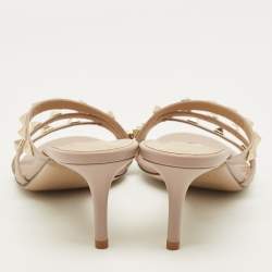 Pre Owned Valentino Rockstud Size 36 Beige Leather Slide Sandals