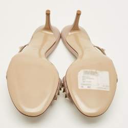 Pre Owned Valentino Rockstud Size 36 Beige Leather Slide Sandals