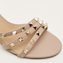 Pre Owned Valentino Rockstud Size 36 Beige Leather Slide Sandals