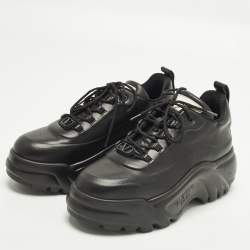 Pre Owned Valentino Chunky Size 39 Black Leather Lace Up Platform Sneakers