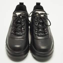 Pre Owned Valentino Chunky Size 39 Black Leather Lace Up Platform Sneakers