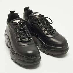 Pre Owned Valentino Chunky Size 39 Black Leather Lace Up Platform Sneakers