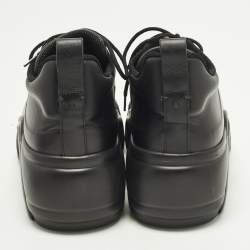 Pre Owned Valentino Chunky Size 39 Black Leather Lace Up Platform Sneakers
