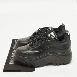 Pre Owned Valentino Chunky Size 39 Black Leather Lace Up Platform Sneakers
