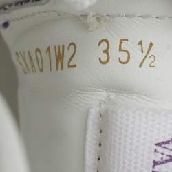Pre Owned Valentino Rockstud Size 35.5 White/Purple Leather Lace Up Sneakers