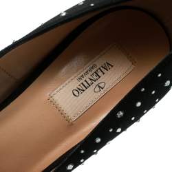 Pre Owned Valentino Black Crystal Embellished Satin Peep Toe Platform Pumps Size 41