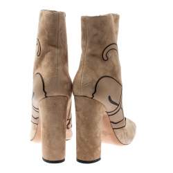 Pre Owned Valentino Beige Suede Panther Ankle Boots Size 41