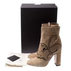 Pre Owned Valentino Beige Suede Panther Ankle Boots Size 41