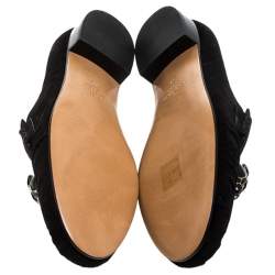 Pre Owned Valentino Black Suede Panther Detail Slip On Loafers Size 39