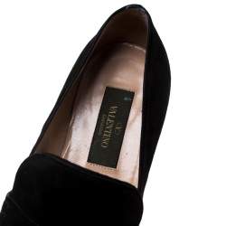 Pre Owned Valentino Black Suede Panther Detail Slip On Loafers Size 39