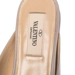 Pre Owned Valentino Poudre Leather Rockstud Ankle Wrap Ballet Flats Size 35