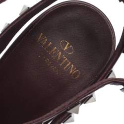 Pre Owned Valentino Rubin Rose by Undercover Print Leather Rockstud Strappy Sandals Size 39