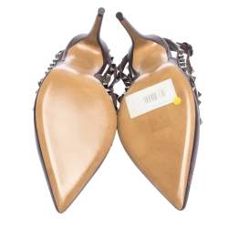 Pre Owned Valentino Rubin Rose by Undercover Print Leather Rockstud Strappy Sandals Size 39