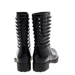 مملوكة مسبقًا حذاء بوت مطر فالنتينو منتصف الركبة روكستد بى فى سى أسود مقاس 39