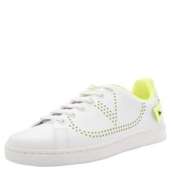 Vej etc øre Valentino White/Florescent Green V-Logo Leather Sneakers Size 40 Valentino  | TLC