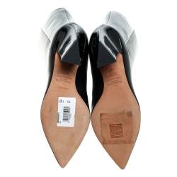 Pre Owned Valentino Black Patent and Leather Mid Calf Boots Size 37.5