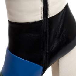 Pre Owned Valentino Multicolor Leather Colorblock Zip Knee Length Boots Size 37