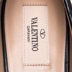 Pre Owned Valentino Black Leather Rockstud Embellished Pointed Toe Ballet Flats Size 38