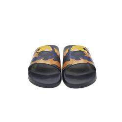Pre Owned Valentino Marine Blue/Orange Rubber Camouflage Slides Size 42