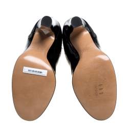 Pre Owned Valentino Black Patent Leather Zip Detail Mid Calf Boots Size 38