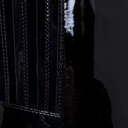 Pre Owned Valentino Black Patent Leather Zip Detail Mid Calf Boots Size 38