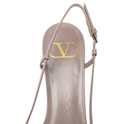Pre Owned Valentino Blush Pink Leather VLogo Signature Slingback Sandals Size 39