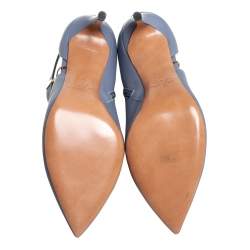 Pre Owned Valentino Blue Leather Cut Out Ankle Boots Size 39