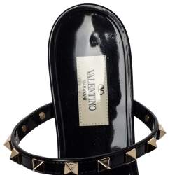 Pre Owned Valentino Black Patent Leather Rockstud Thong Sandals Size 39