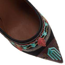 Pre Owned Valentino Black Canvas Kilim Embroidered Pumps Size 40