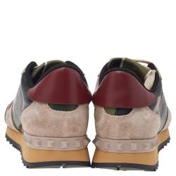 Pre Owned حذاء رياضي فالنتينو منخفض من أعلى روكرانر سويدي وكانفاس طباعة كاموفلاج مموهه متعدد الألوان مقاس 37.5