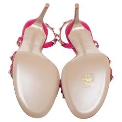 مملوكة مسبقًا صندل فالنتينو فتحة كعب مرصع جلد وردي مقاس 38