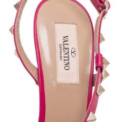 مملوكة مسبقًا صندل فالنتينو فتحة كعب مرصع جلد وردي مقاس 38