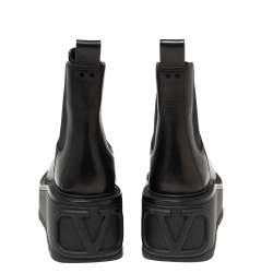 مملوكة مسبقًا Valentino Black Leather Uniqueform Ankle Length Boots Size 40