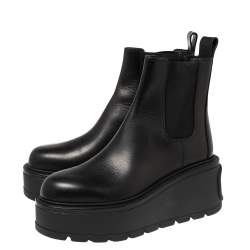 مملوكة مسبقًا Valentino Black Leather Uniqueform Ankle Length Boots Size 40