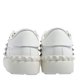 Pre Owned Valentino White/Pink Printed Leather Open Zebra Sneakers Size 38