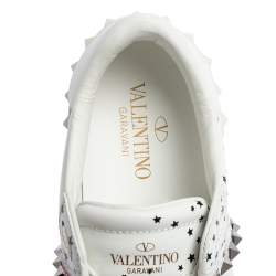 Pre Owned Valentino White/Pink Printed Leather Open Zebra Sneakers Size 38
