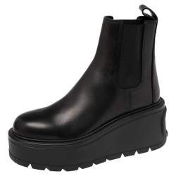 مملوكة مسبقًا Valentino Dark Brown Leather Uniqueform Chelsea Boots Size 38