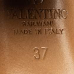 Pre Owned Valentino Black Leather Rockstud Ankle Booties Size 37