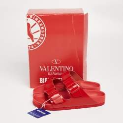 Pre Owned Valentino x Birkenstock Red Leather Flat Sandals Size 39