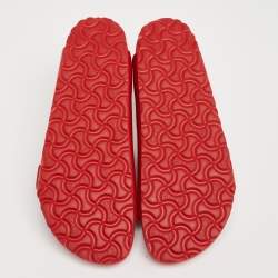 Pre Owned Valentino x Birkenstock Red Leather Flat Sandals Size 39