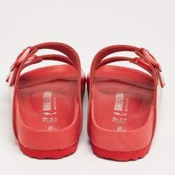 Pre Owned Valentino x Birkenstock Red Leather Flat Sandals Size 39