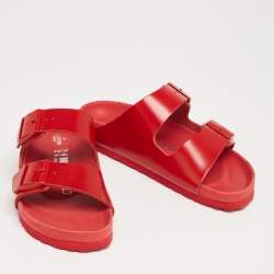 Pre Owned Valentino x Birkenstock Red Leather Flat Sandals Size 39