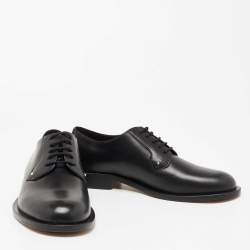 Pre Owned Valentino Black Leather Rockstud Lace Up Derby Size 39