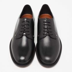 Pre Owned Valentino Black Leather Rockstud Lace Up Derby Size 39