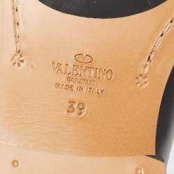 Pre Owned Valentino Black Leather Rockstud Lace Up Derby Size 39