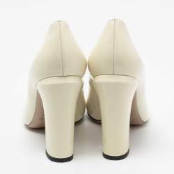 Pre Owned Valentino White Patent Leather Block Heel Round Toe Pumps Size 38