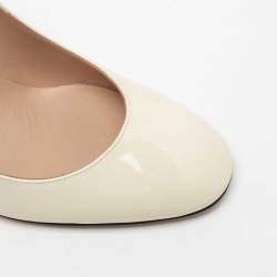 Pre Owned Valentino White Patent Leather Block Heel Round Toe Pumps Size 38