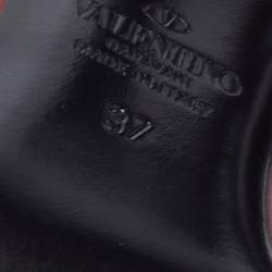 Pre Owned Valentino Burgundy Leather Roman Stud Kitten Heel Mules Size 37